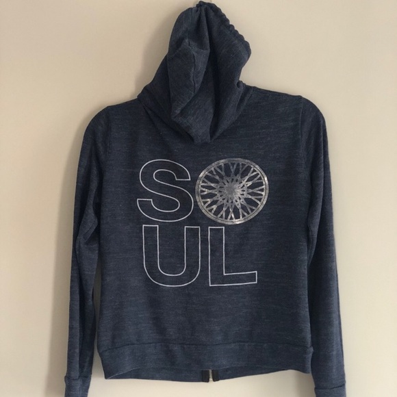 soulcycle Tops - Lightweight Soulcycle zip hoodie blue & silver XS